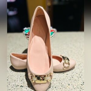 NWO-Kate Spade Phoebe Ballet Flats Blush Pink Leather -Gold Accent